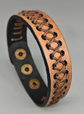 欧美复古做旧编织牛皮手链