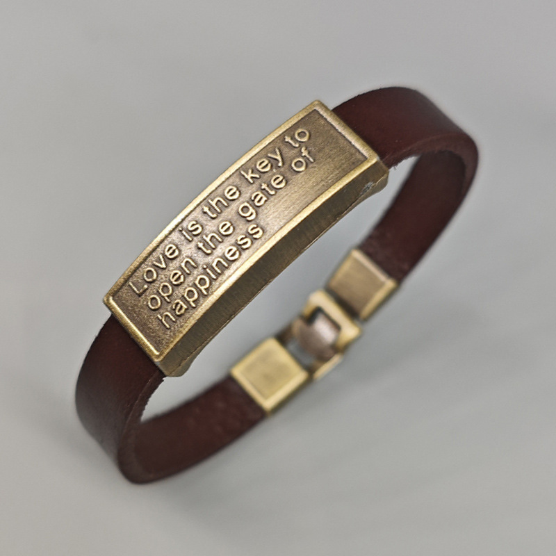 男真皮手环牛皮搭扣手环欧美流行