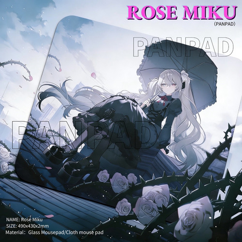 PANPAD新品Rose Miku 2mm超薄电竞钢化玻璃鼠标垫FPS专用鼠标垫