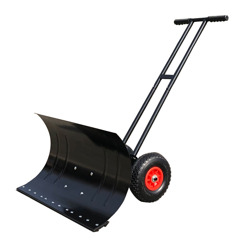 卡质（KAZHI）轮式手推式雪铲双杆74*42+铁平刮条可调节不锈钢推