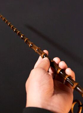 紫竹教鞭盘玩紫竹根戒尺手把件竹棍竹子戒尺文玩手把件实心竹玉竹