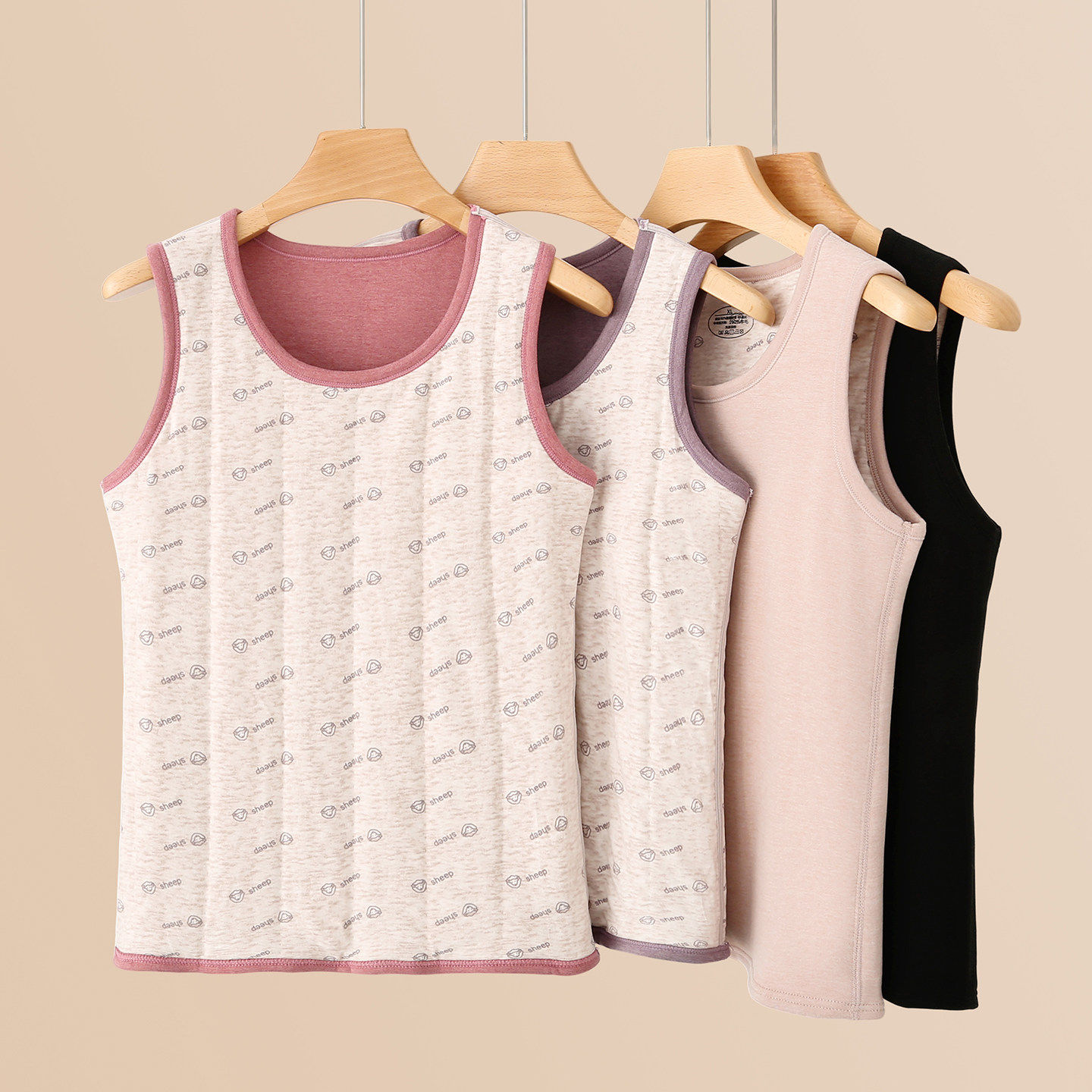 妈妈保暖背心女士夹棉加厚防寒修身巨厚打底衫马甲冬季上衣坎肩
