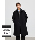 Costful Ro甄选50%绵羊毛粗斜毛呢大衣 巴尔马肯复古休闲大衣外套