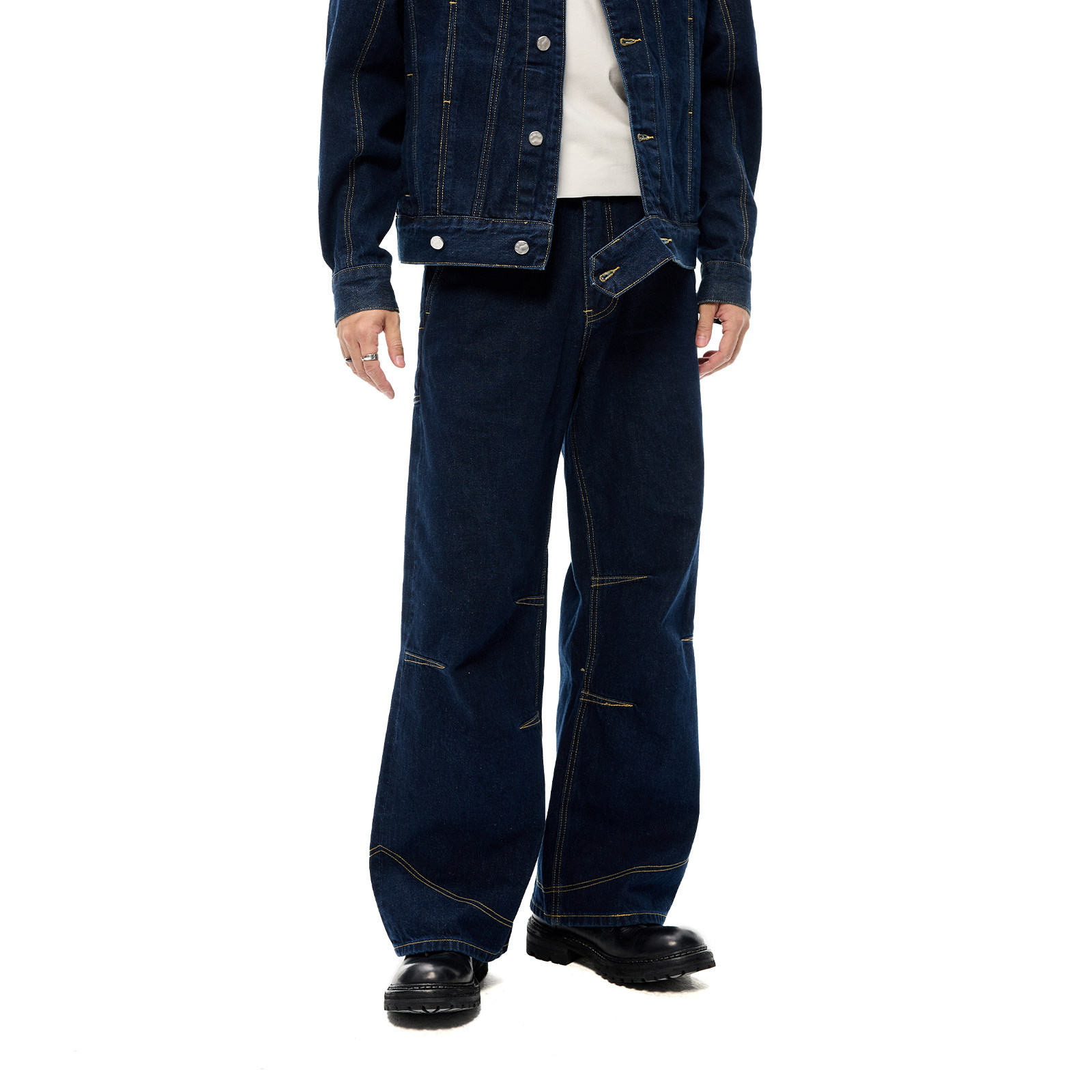 Costful Ro 13OZ重磅赤耳丹宁原浆色牛仔裤 弧形明线宽松休闲长裤