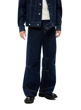 Costful Ro 13OZ重磅赤耳丹宁原浆色牛仔裤 弧形明线宽松休闲长裤