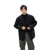 隐藏式 高密高捻羊毛混纺平驳领西服 撞色剪裁休闲外套 Costful