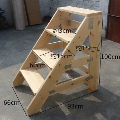 实木梯凳台阶梯家用人字梯登高梯加长加厚舞台梯子木质楼梯单侧梯