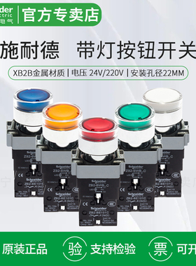 施耐德带灯按钮开关XB2BW33B1C 绿色常开24V 220V红色XB2B W34M1C