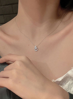日系设计师topwhits925气质银星月项链女简约高级感锁骨链小众