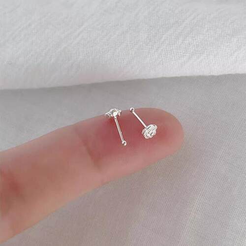 日系设计师topwhit耳钉女s银玫瑰花耳骨钉小众设计感养耳洞睡觉