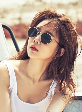 英国moleubak新款墨镜女ins街拍圆框太阳眼镜潮流复古太阳镜小脸