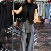 女潮 洋气后背蝴蝶结马甲条纹阔腿裤 英国moleubak夏季 新款