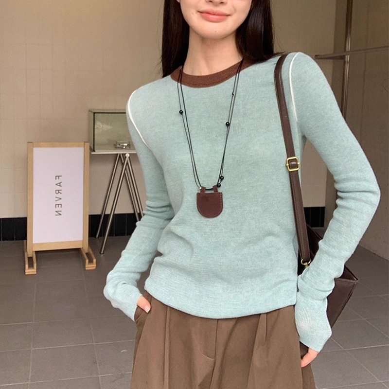 英国cherry kitty复古长袖t恤女针织衫秋季修身显瘦慵懒高级内搭
