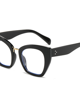 英国moleubak猫眼大框防蓝光平光镜新款个性框架眼镜潮素颜米钉