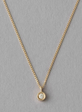 日本轻奢 24年 一粒水滴 圆形小钻 扁链 s925银镀10k金 项链