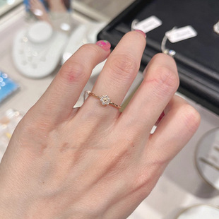 日式轻奢蓝天雏菊 花朵锆石金珠花蕊小花戒指s925银 戒指