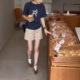 时尚 英国moleubak夏季 印花减龄t恤高腰短裤 短袖 女 新款