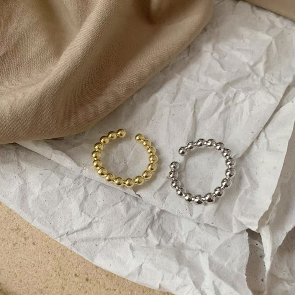 日系设计师topwhits925银圆珠串珠戒指女简约基础款小众设计开口