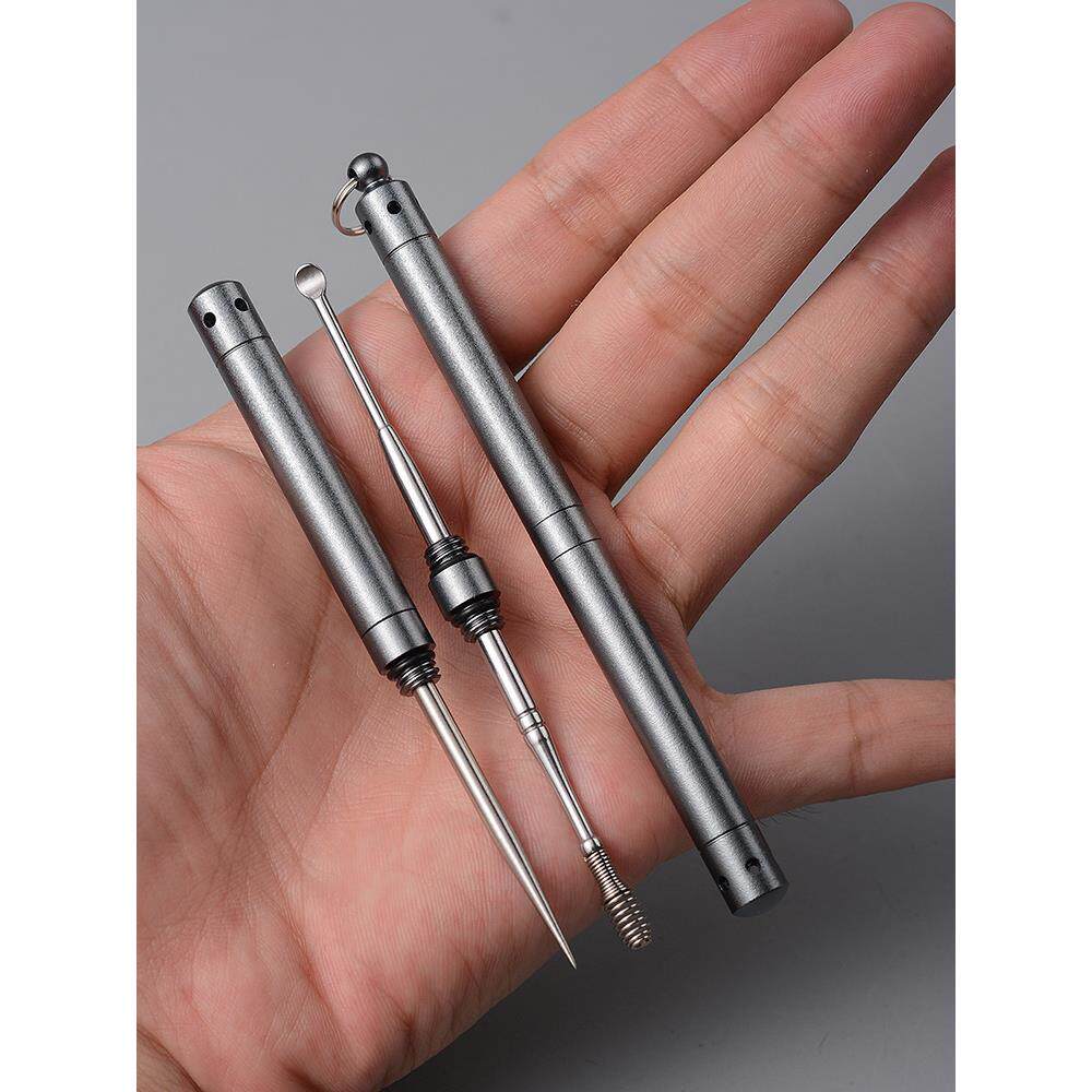 钥匙扣带挖耳勺单个扣挂精致弹簧螺旋掏耳神器采耳工具牙签一体抠