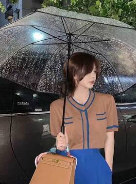 白色透明雨伞冬天折叠网红通明