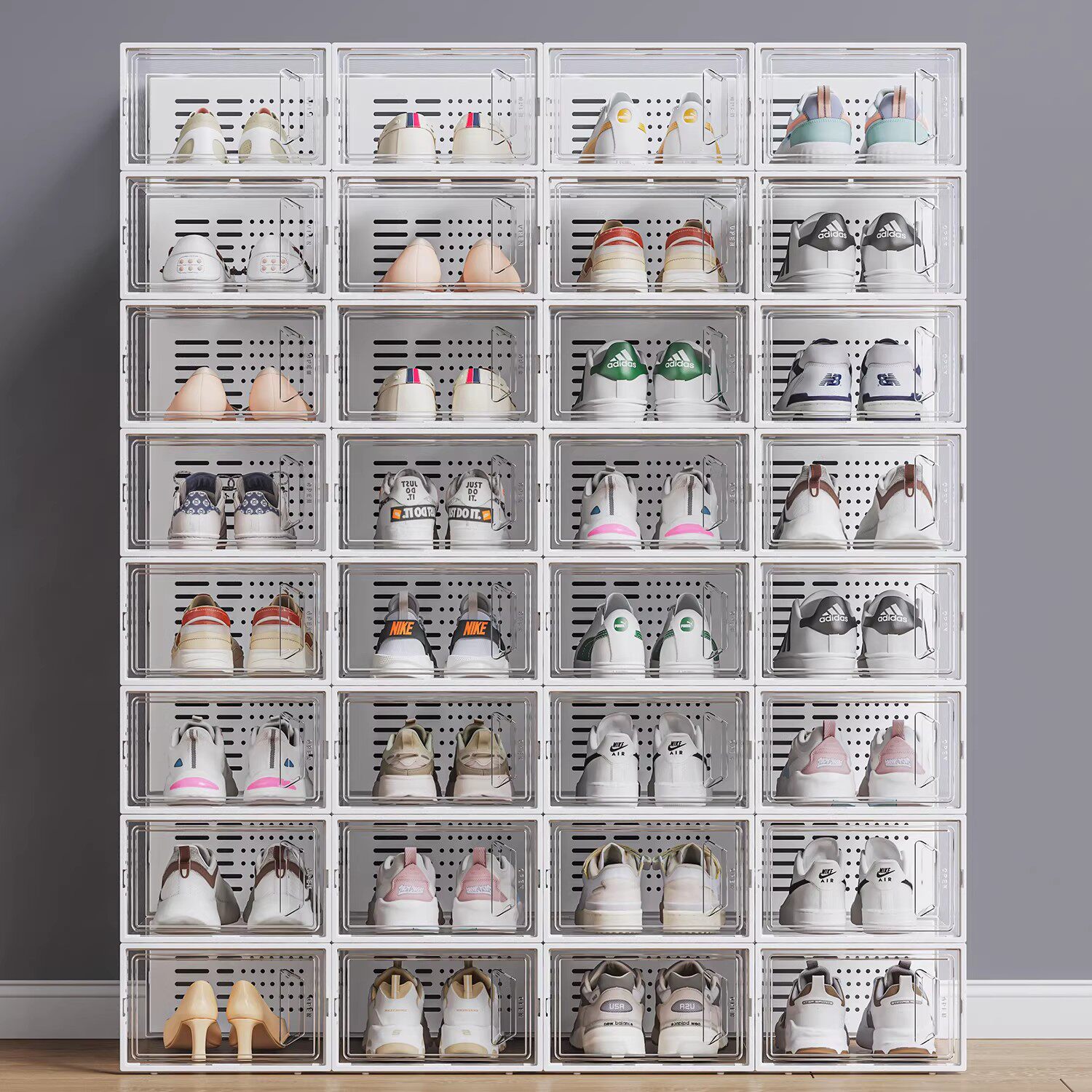 加厚鞋盒收纳盒透明鞋子鞋柜神器鞋收纳抽屉式整理箱塑料折叠鞋架