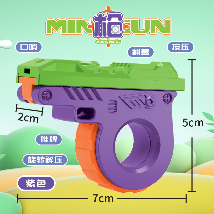 手上把玩物件3D儿童萝卜左轮口哨按压推牌旋转仿真edc解压玩具枪-封面