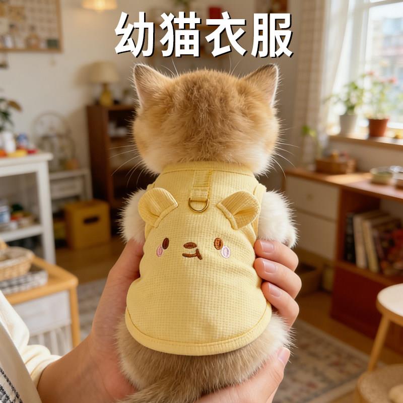 幼猫衣服猫咪夏季防掉毛薄款2个月特小一个月一斤内小奶猫牵引绳