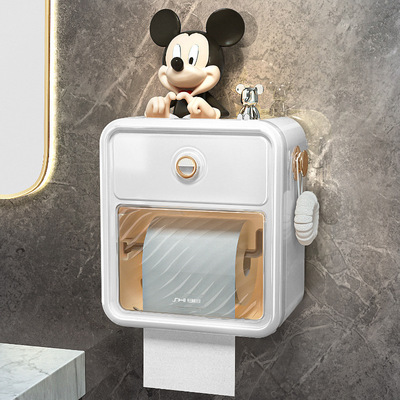 防水壁挂式纸巾盒厕所卫生间免打孔卫生纸抽纸盒卷纸盒创意置物架