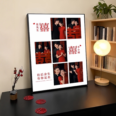 婚纱照相框挂墙结婚照挂墙面照片定制摆台九宫格影楼品质高清制做