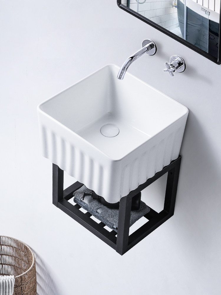 莫德卡恩 壁挂无龙头孔洗手盆加深挂墙陶瓷洗脸盆家用小户型竖纹