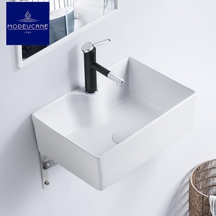 莫德卡恩 挂墙有孔陶瓷洗手盆家用小户型卫生间洗脸盆水槽304挂架