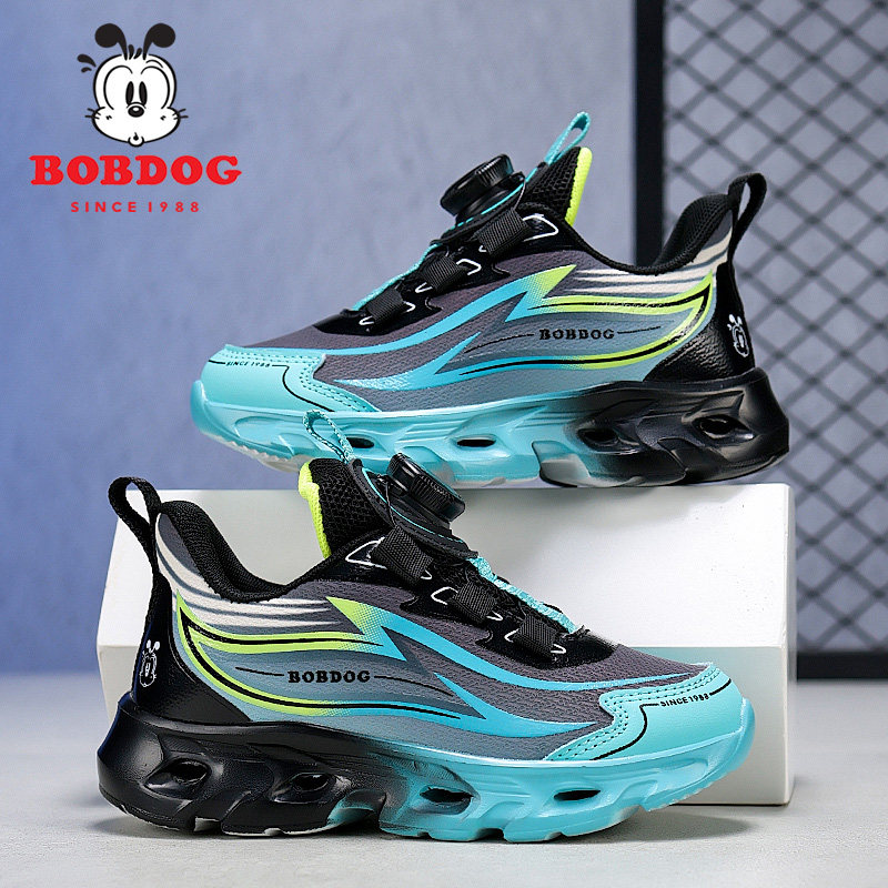 巴布豆男童鞋子2025秋冬季新款皮面防水跑步鞋轻便软底儿童运动鞋