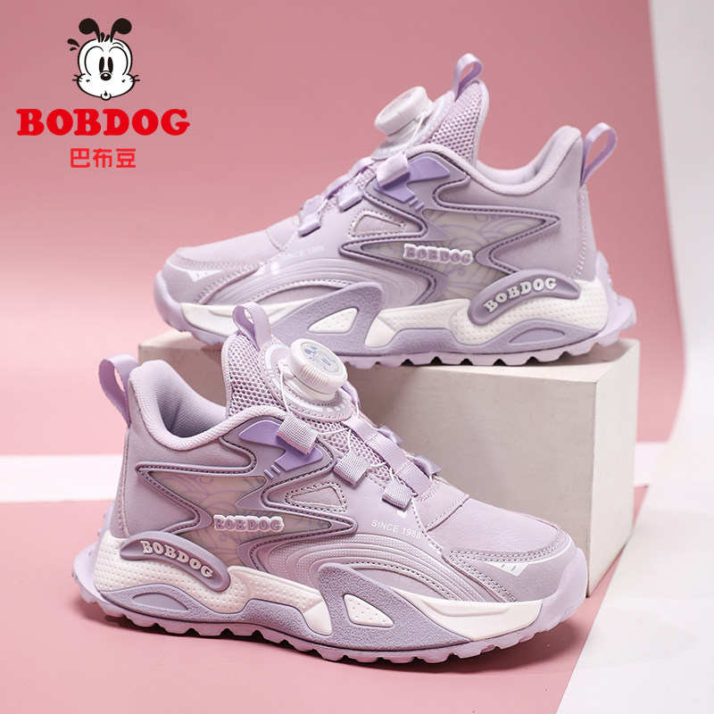 巴布豆女童运动鞋2025新款冬季中大童皮面防水休闲女孩儿童跑步鞋