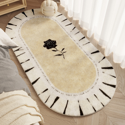 床边毯主法式中古风卧室床前房间高级感椭圆形复古衣帽间床下地毯