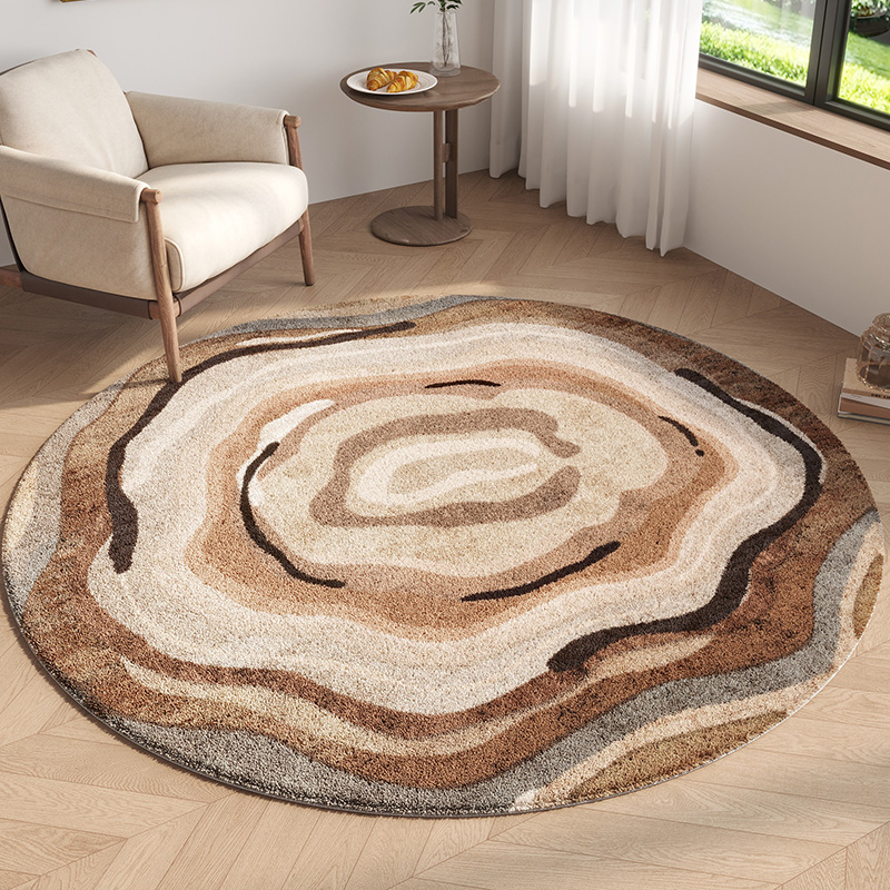 高级感客厅地毯圈绒圆形沙发老钱风茶几地垫衣帽间梳妆台阳台地毯