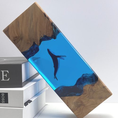 溶洞鲸鱼潜水员桌面摆件海洋艺术