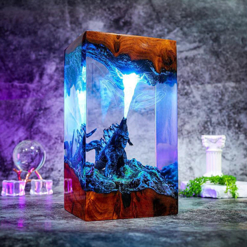 新款经典哥斯拉树脂工艺品摆件潮流喷火怪兽小夜灯纪念品礼物男孩,家居饰品,桌面摆件,淘宝优惠券,粉丝福利购,淘宝优惠卷