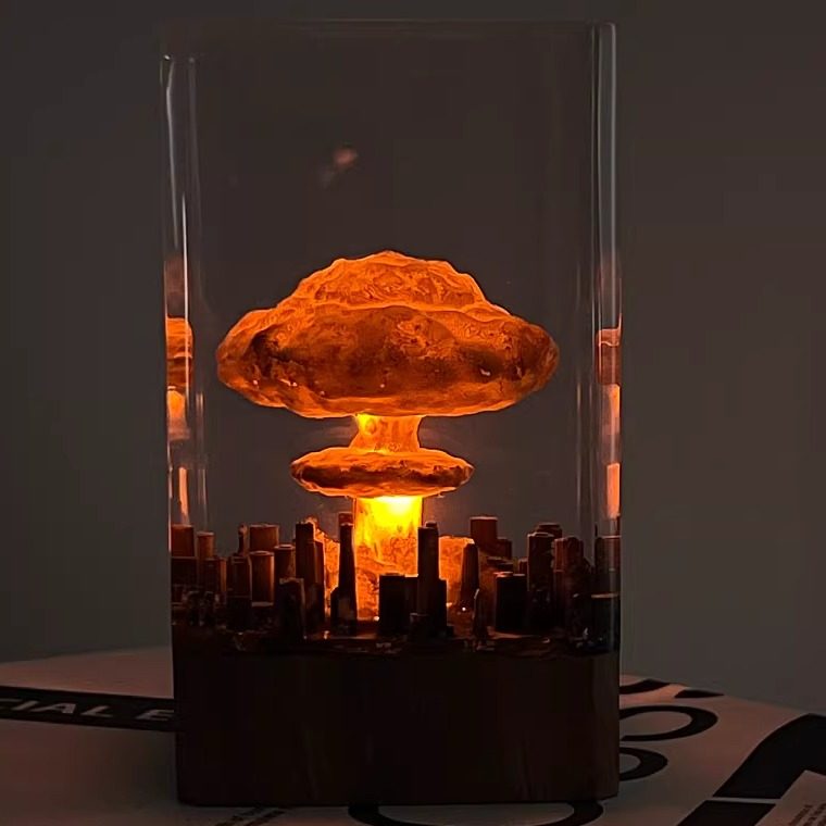 新款 小夜灯摆件奥海默原子弹爆炸蘑菇云创意水晶环氧树脂工艺品,家居饰品,桌面摆件,淘宝优惠券,粉丝福利购,淘宝优惠卷