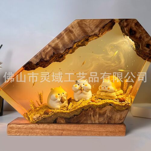 新款治愈系萌趣仓鼠琥珀微景观环