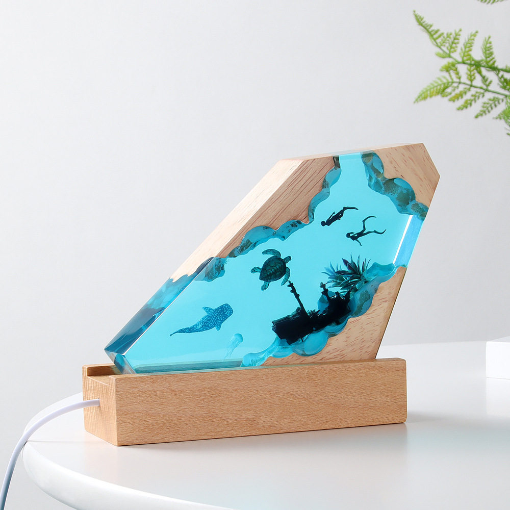 新款文创潮玩展海洋树脂灯摆件微景观水晶小夜灯创意礼物temu选品,家居饰品,桌面摆件,淘宝优惠券,粉丝福利购,淘宝优惠卷