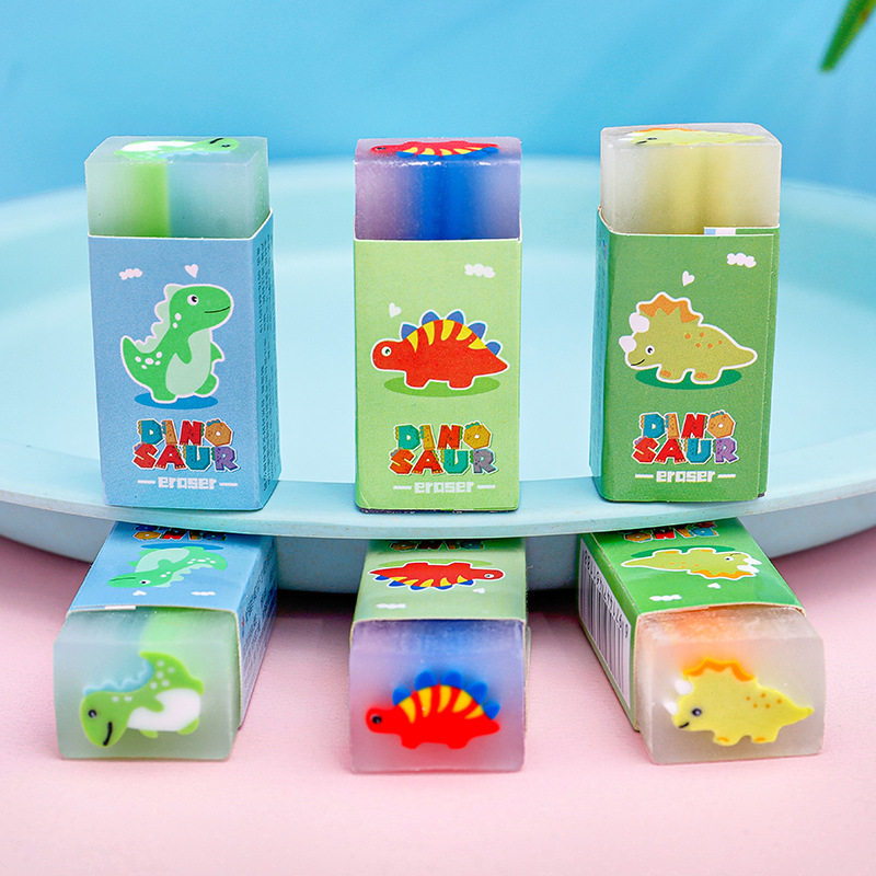 卡通小恐龙橡皮擦 小学生可爱夹心绘画橡皮考试办公纠错4b铅笔擦