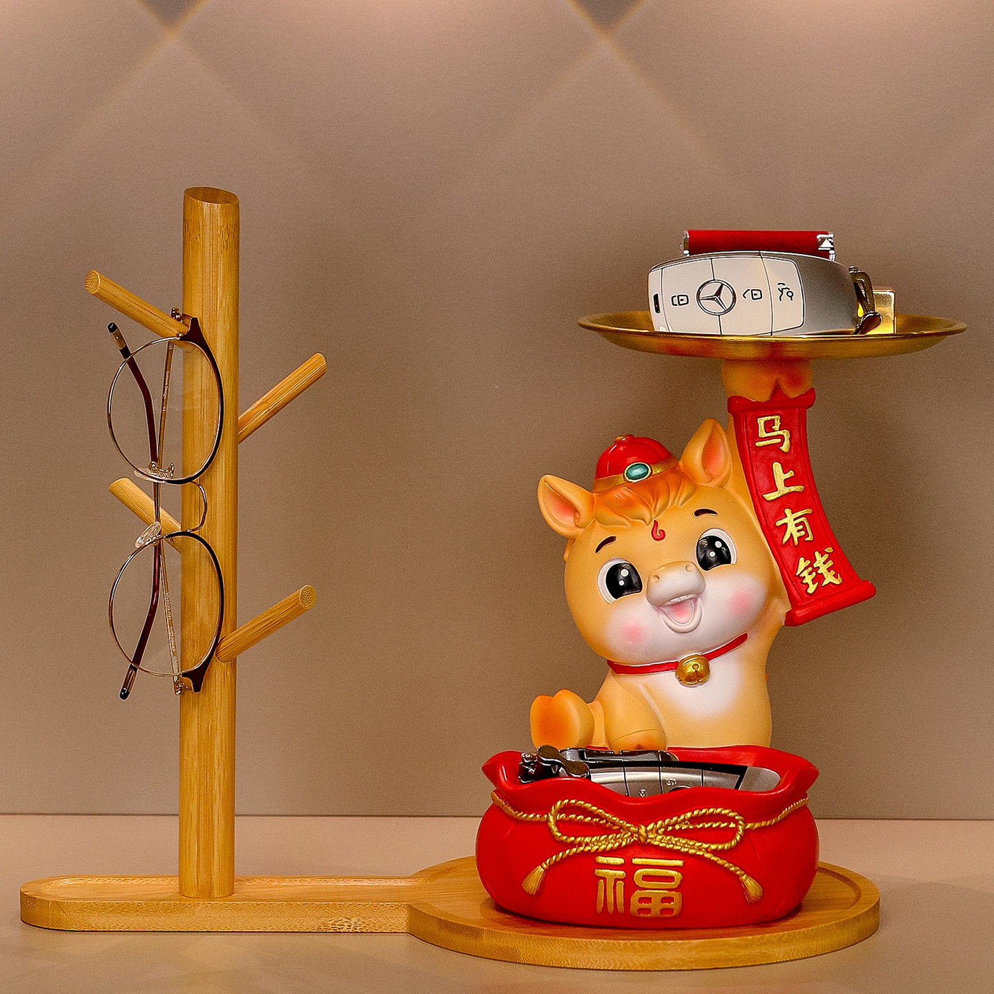 国潮福袋马入户玄关钥匙收纳摆件客厅家居新房装饰品乔迁新居礼物