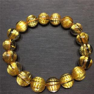 天然钛晶手链收藏级水晶钛金手珠串男款女士款满顺猫眼金发晶