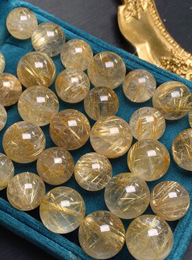 天然原矿巴西金发晶散珠钛晶圆珠单颗隔珠多宝水晶手串手链配饰珠