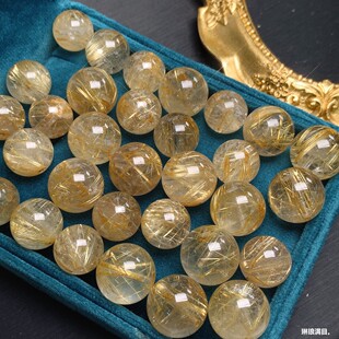 天然原矿巴西金发晶散珠钛晶圆珠单颗隔珠多宝水晶手串手链配饰珠