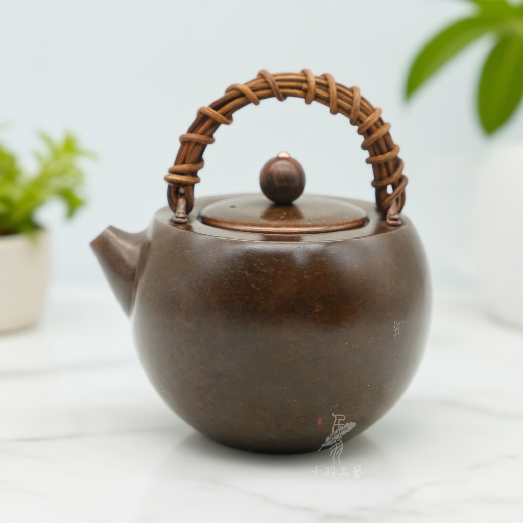 【千羽铜壶】350ML烧色土瓶提梁壶泡茶煮茶壶纯手工加厚精品茶具