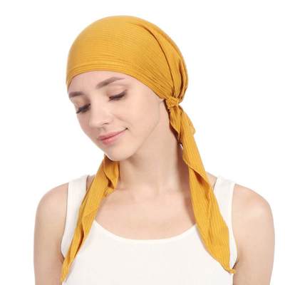 Muslim headwear turban caps women long ribbon hood