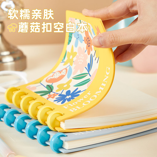 盖章收集本印章集章册高颜值手帐本绘画本ins风油画风好看的日记本方形蘑菇扣活页空白笔记本本子旅行打卡