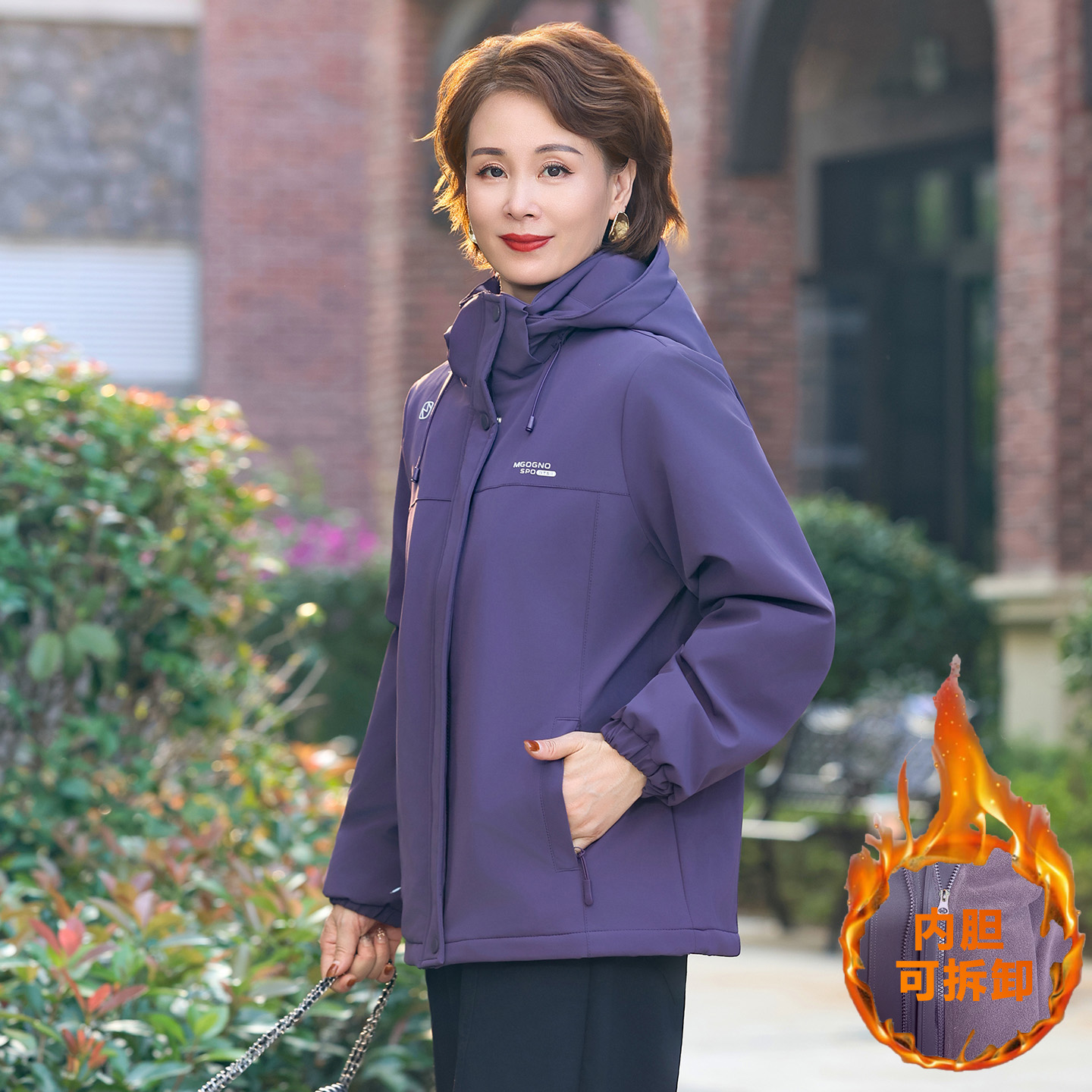 罗蒙妈妈冬装保暖可拆内胆加绒加厚外套2025新款中老年女冬季棉衣