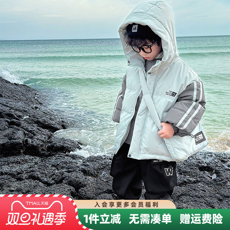 男童羽绒服2025冬装新款儿童冬季加厚面包服儿童洋气短款连帽外套